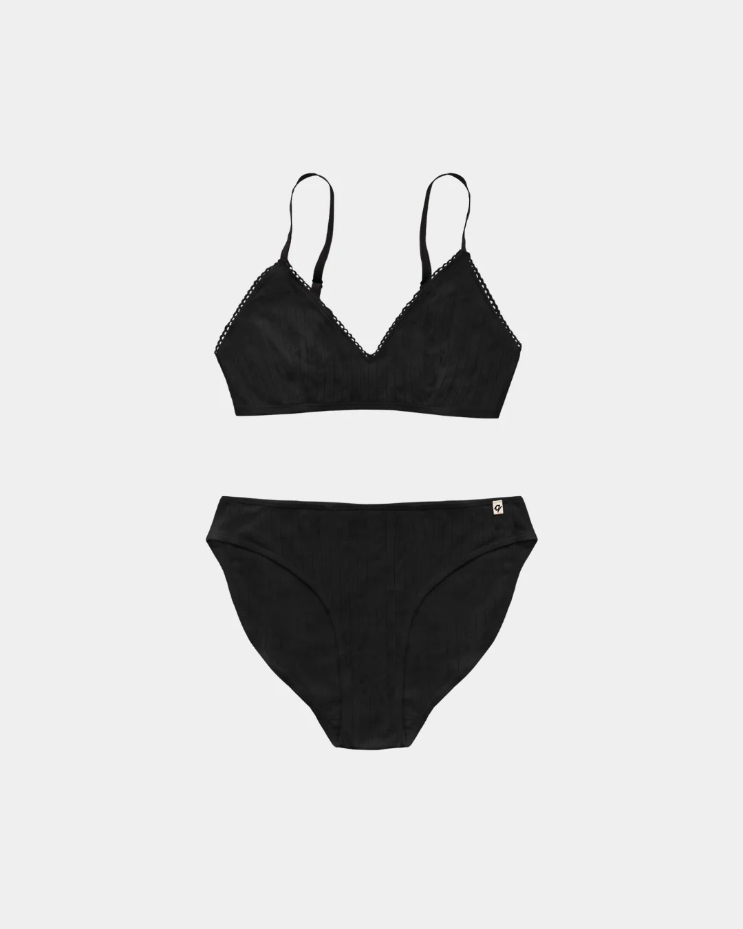 Black Pointelle Bra & French Cut Bikini Set (2 Pack) - 100% Organic Cotton - Image 9