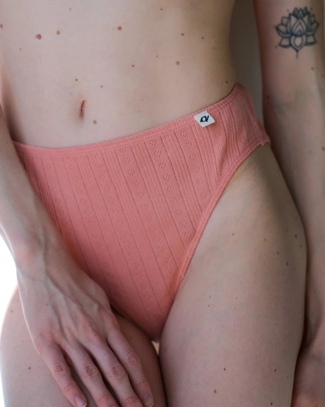 Women's Pointelle French Cut Bikini - Natural, Plant Dyes 100% Organic Cotton (2 pack) - Image 9