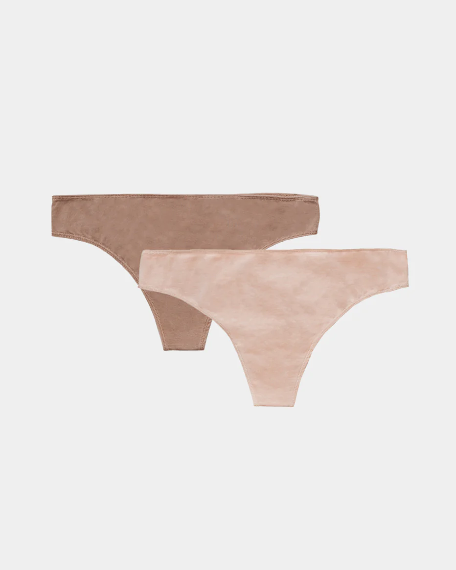 Women's Stretch Thong - Natural, Plant Dyes - 95% Organic Cotton (2 Pack) - Image 9